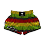 Knitted Style Reggae Pattern Print Muay Thai Boxing Shorts