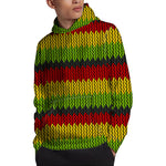 Knitted Style Reggae Pattern Print Pullover Hoodie