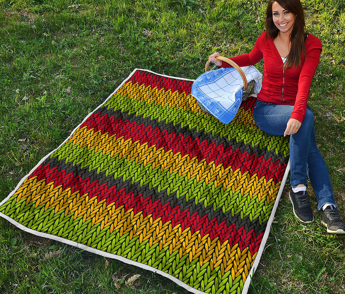 Knitted Style Reggae Pattern Print Quilt