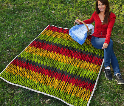 Knitted Style Reggae Pattern Print Quilt
