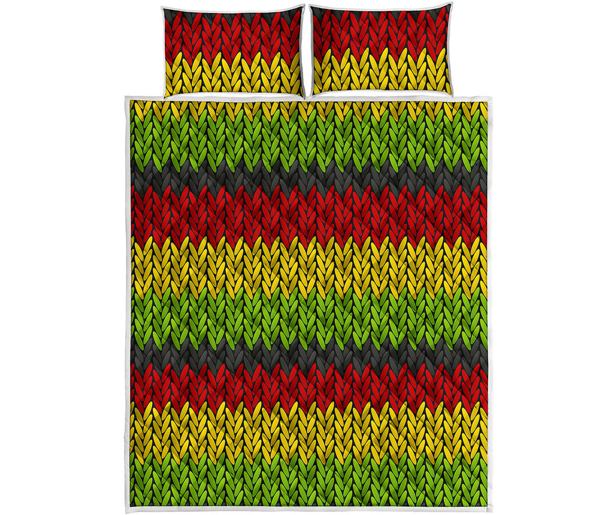 Knitted Style Reggae Pattern Print Quilt Bed Set