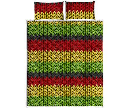 Knitted Style Reggae Pattern Print Quilt Bed Set