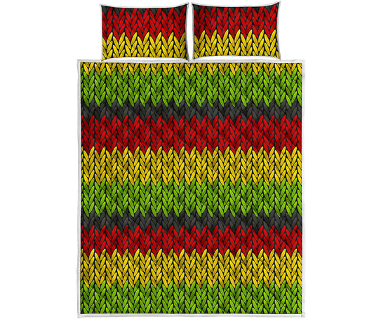 Knitted Style Reggae Pattern Print Quilt Bed Set