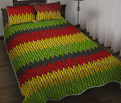 Knitted Style Reggae Pattern Print Quilt Bed Set