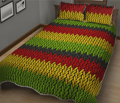 Knitted Style Reggae Pattern Print Quilt Bed Set