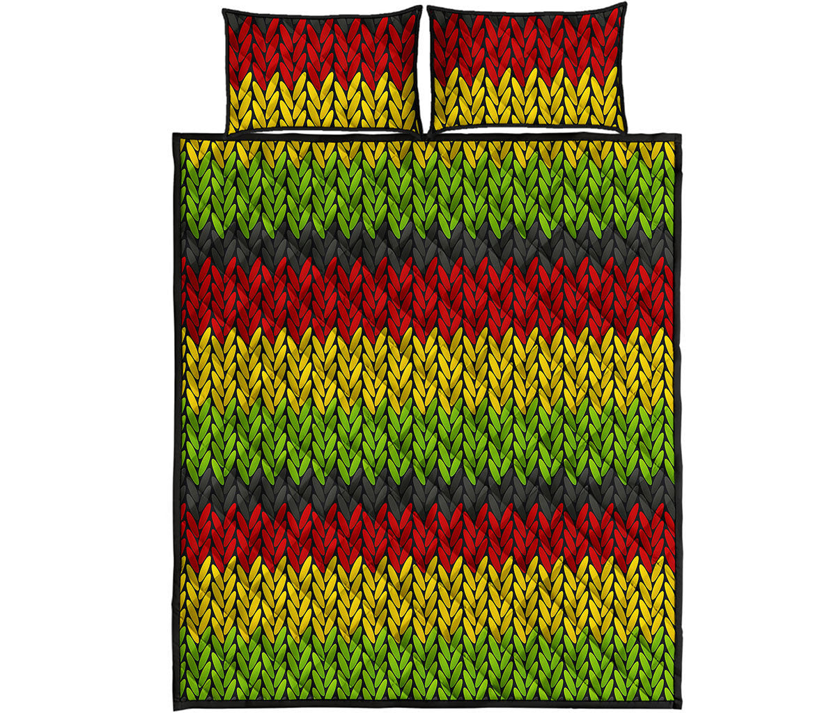 Knitted Style Reggae Pattern Print Quilt Bed Set