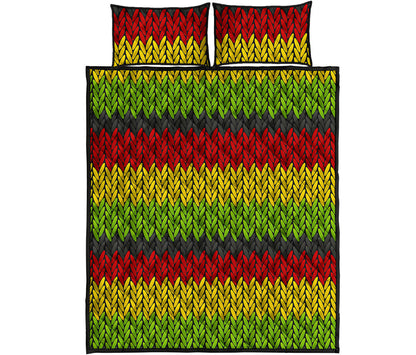 Knitted Style Reggae Pattern Print Quilt Bed Set