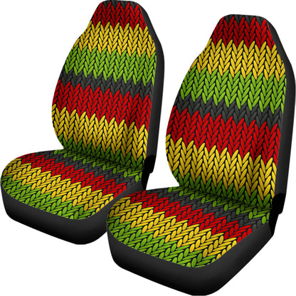 Knitted Style Reggae Pattern Print Universal Fit Car Seat Covers