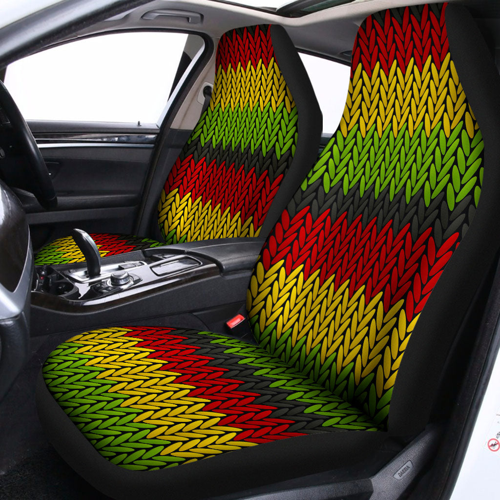 Knitted Style Reggae Pattern Print Universal Fit Car Seat Covers