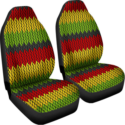 Knitted Style Reggae Pattern Print Universal Fit Car Seat Covers