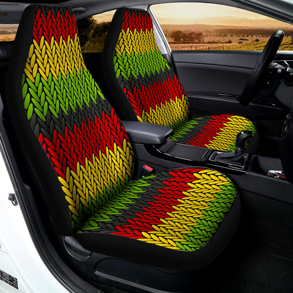 Knitted Style Reggae Pattern Print Universal Fit Car Seat Covers