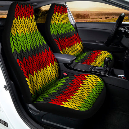 Knitted Style Reggae Pattern Print Universal Fit Car Seat Covers