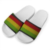 Knitted Style Reggae Pattern Print White Slide Sandals