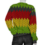 Knitted Style Reggae Pattern Print Women's Crewneck Sweatshirt GearFrost