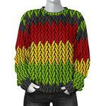 Knitted Style Reggae Pattern Print Women's Crewneck Sweatshirt GearFrost