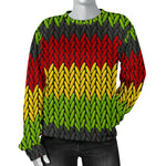 Knitted Style Reggae Pattern Print Women's Crewneck Sweatshirt GearFrost