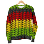 Knitted Style Reggae Pattern Print Women's Crewneck Sweatshirt GearFrost
