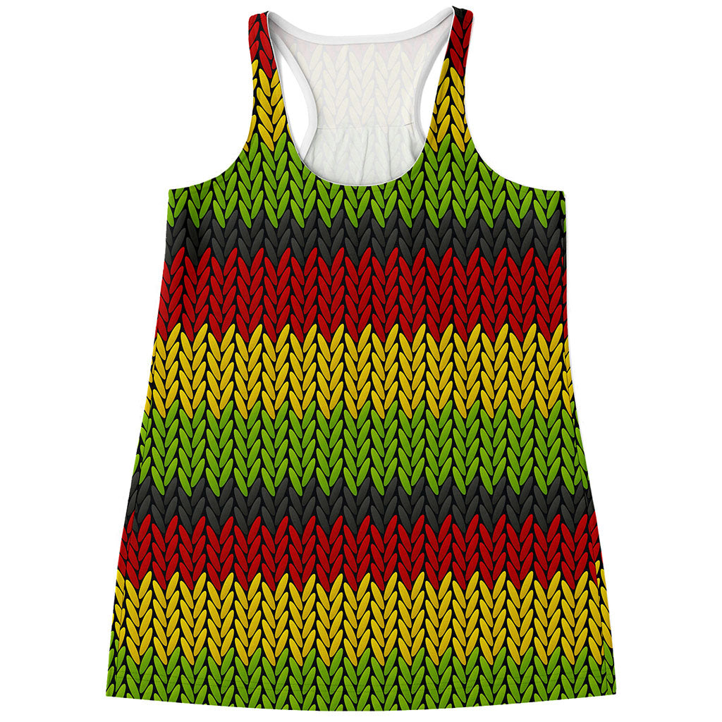 Knitted Style Reggae Pattern Print Women's Racerback Tank Top