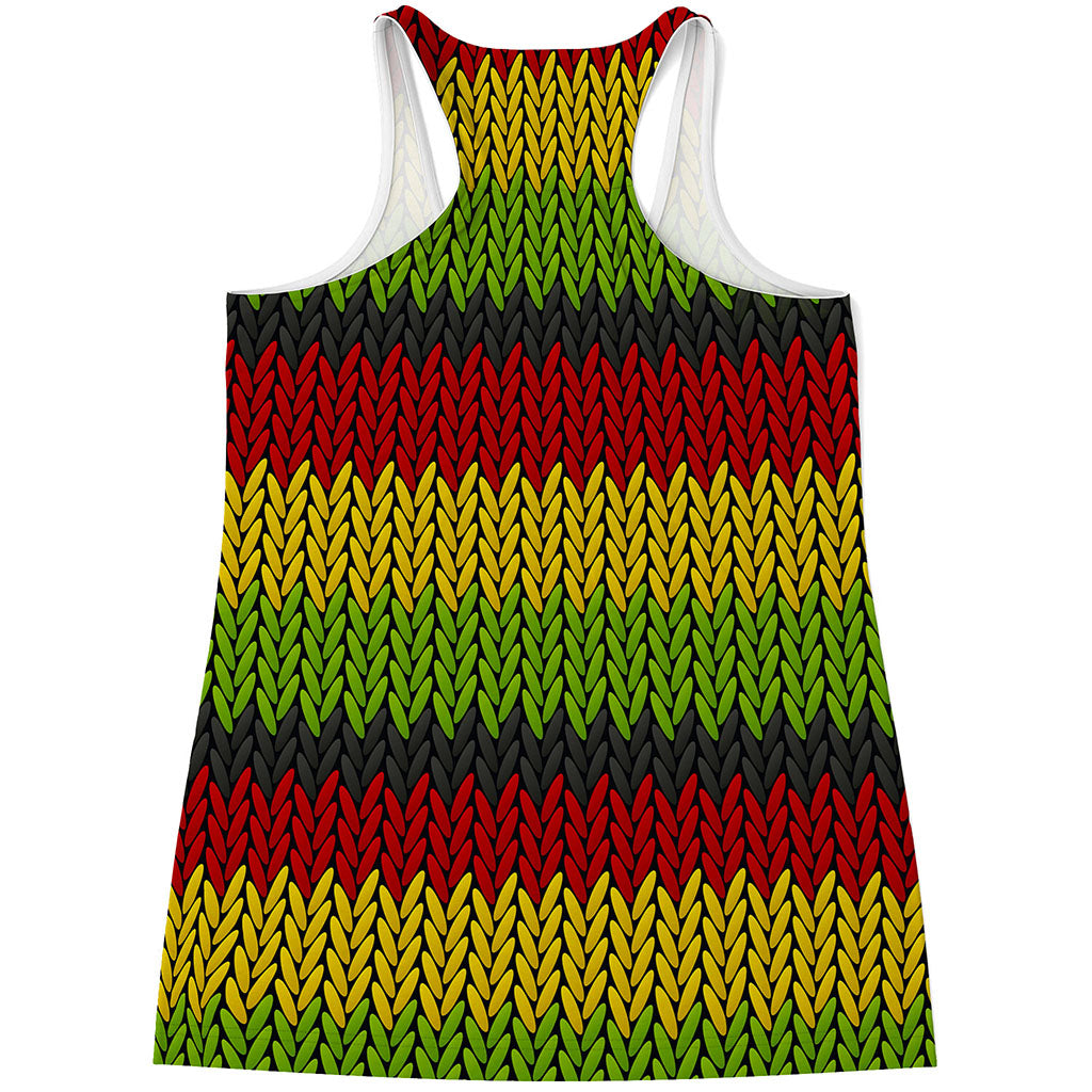 Knitted Style Reggae Pattern Print Women's Racerback Tank Top