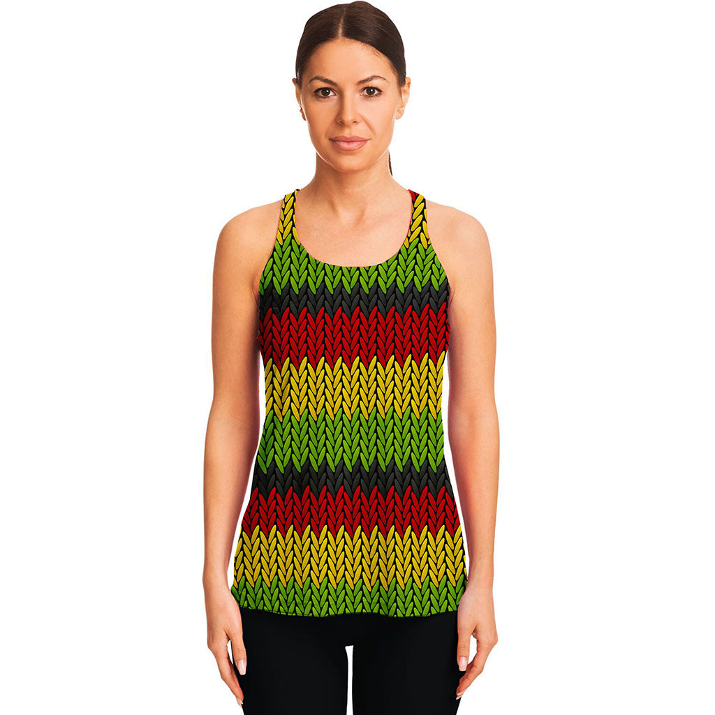 Knitted Style Reggae Pattern Print Women's Racerback Tank Top