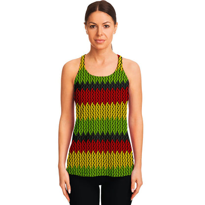 Knitted Style Reggae Pattern Print Women's Racerback Tank Top