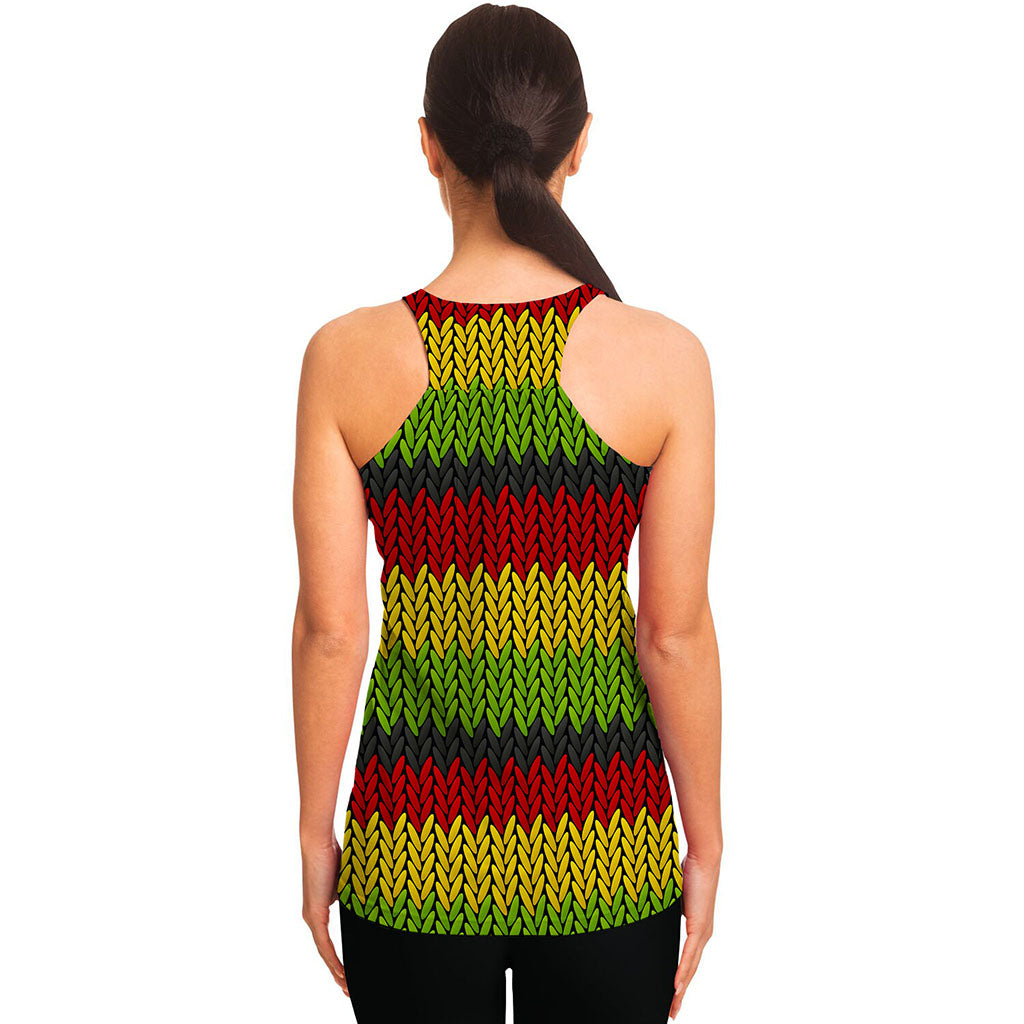 Knitted Style Reggae Pattern Print Women's Racerback Tank Top