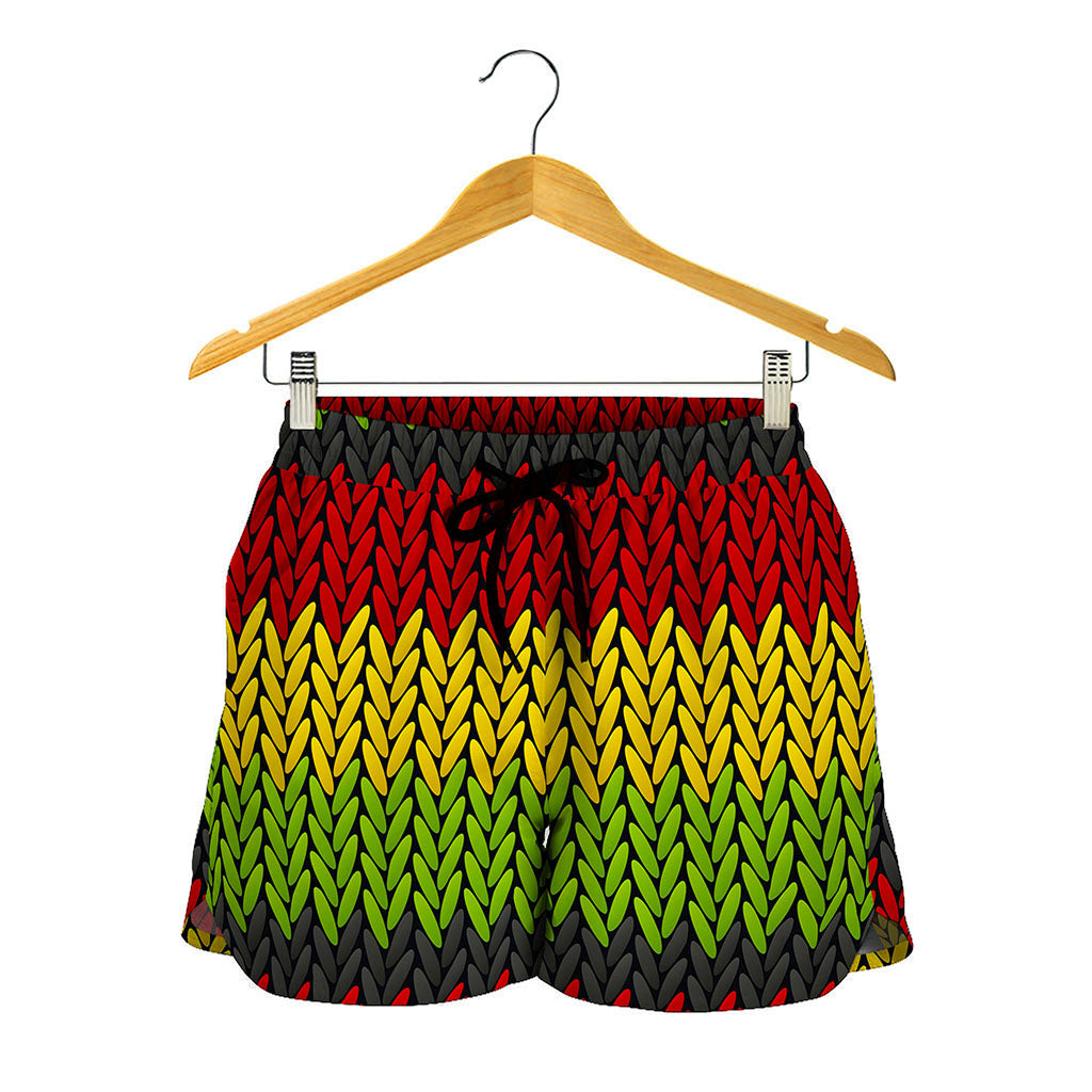 Knitted Style Reggae Pattern Print Women's Shorts