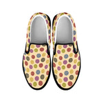 Knitting Yarn Pattern Print Black Slip On Shoes