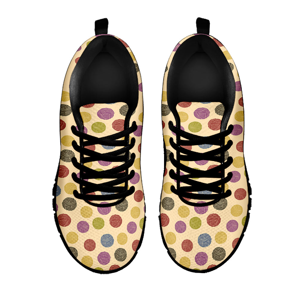 Knitting Yarn Pattern Print Black Sneakers