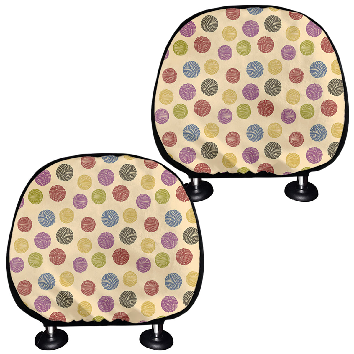 Knitting Yarn Pattern Print Car Headrest Covers