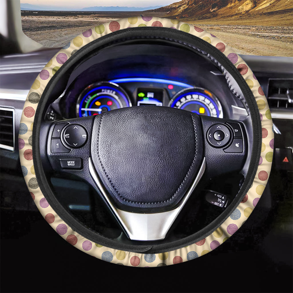 Knitting Yarn Pattern Print Car Steering Wheel Cover