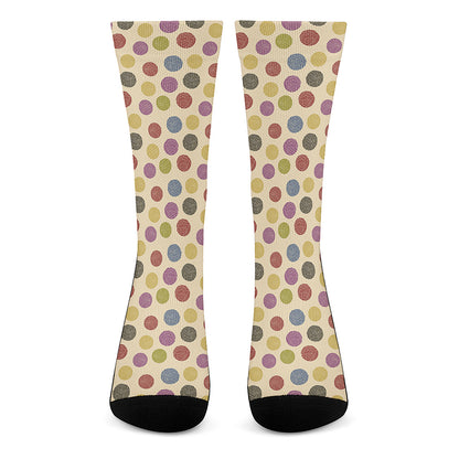 Knitting Yarn Pattern Print Crew Socks