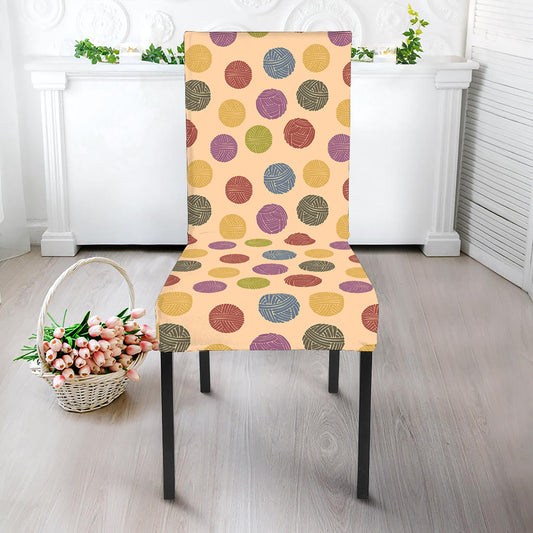 Knitting Yarn Pattern Print Dining Chair Slipcover