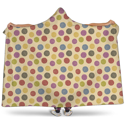 Knitting Yarn Pattern Print Hooded Blanket