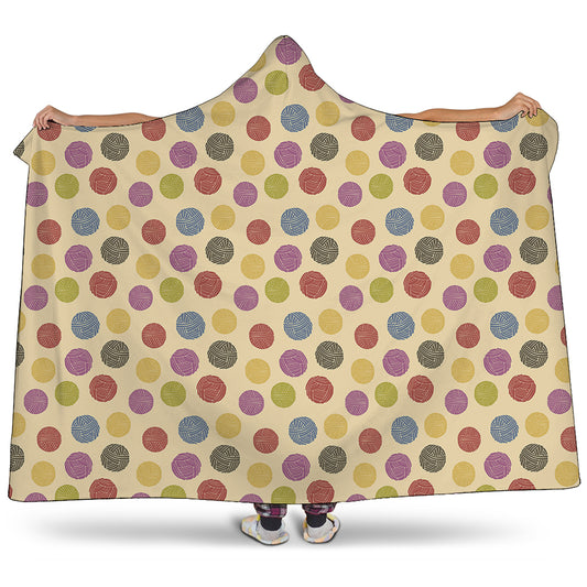 Knitting Yarn Pattern Print Hooded Blanket