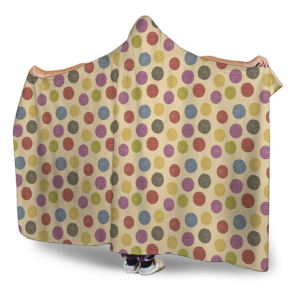 Knitting Yarn Pattern Print Hooded Blanket