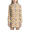 Knitting Yarn Pattern Print Pullover Hoodie Dress