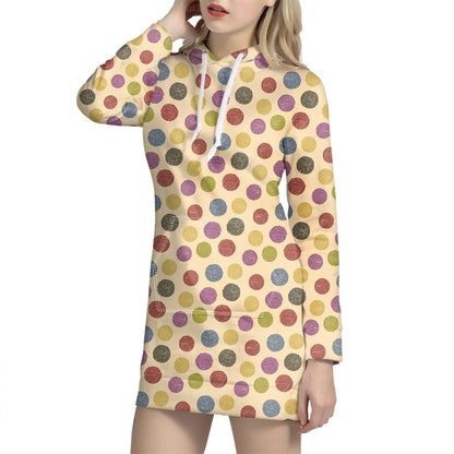 Knitting Yarn Pattern Print Hoodie Dress