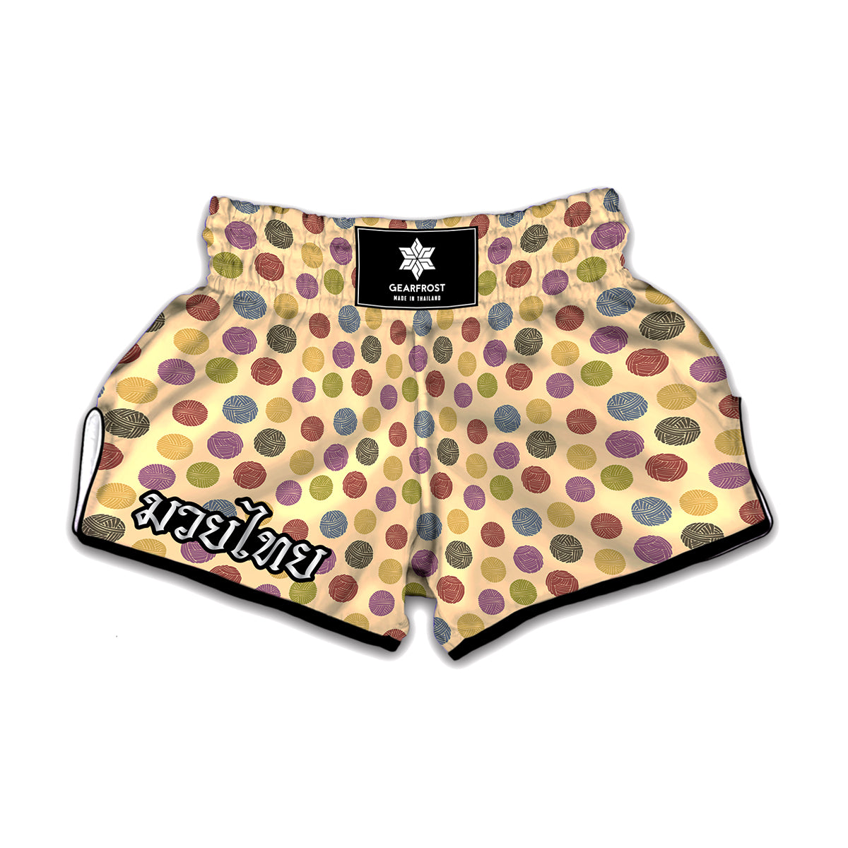 Knitting Yarn Pattern Print Muay Thai Boxing Shorts