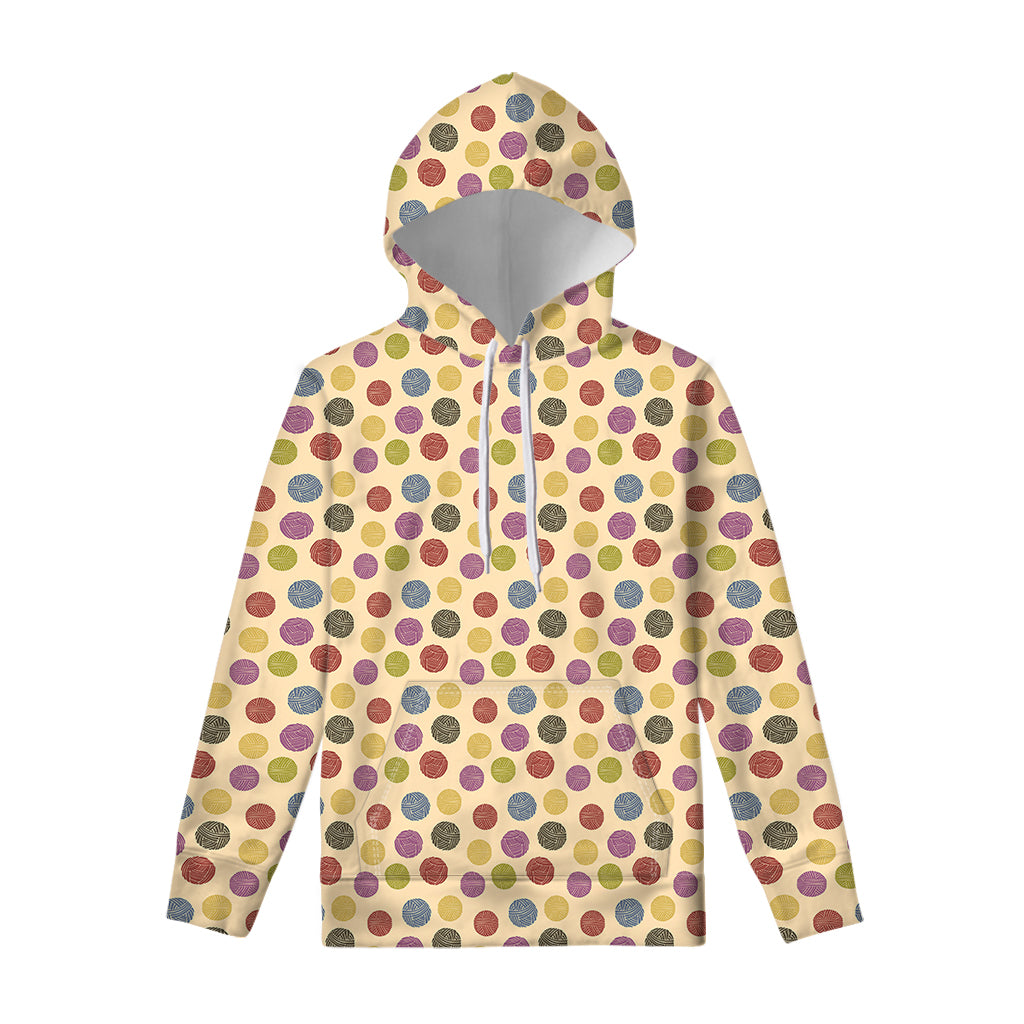 Knitting Yarn Pattern Print Pullover Hoodie