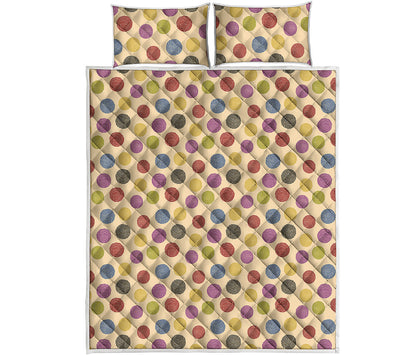 Knitting Yarn Pattern Print Quilt Bed Set