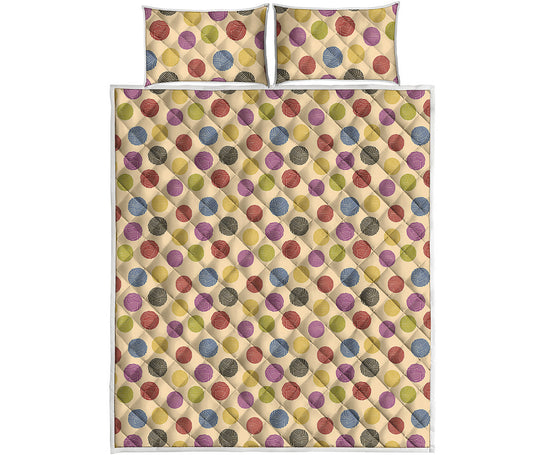 Knitting Yarn Pattern Print Quilt Bed Set