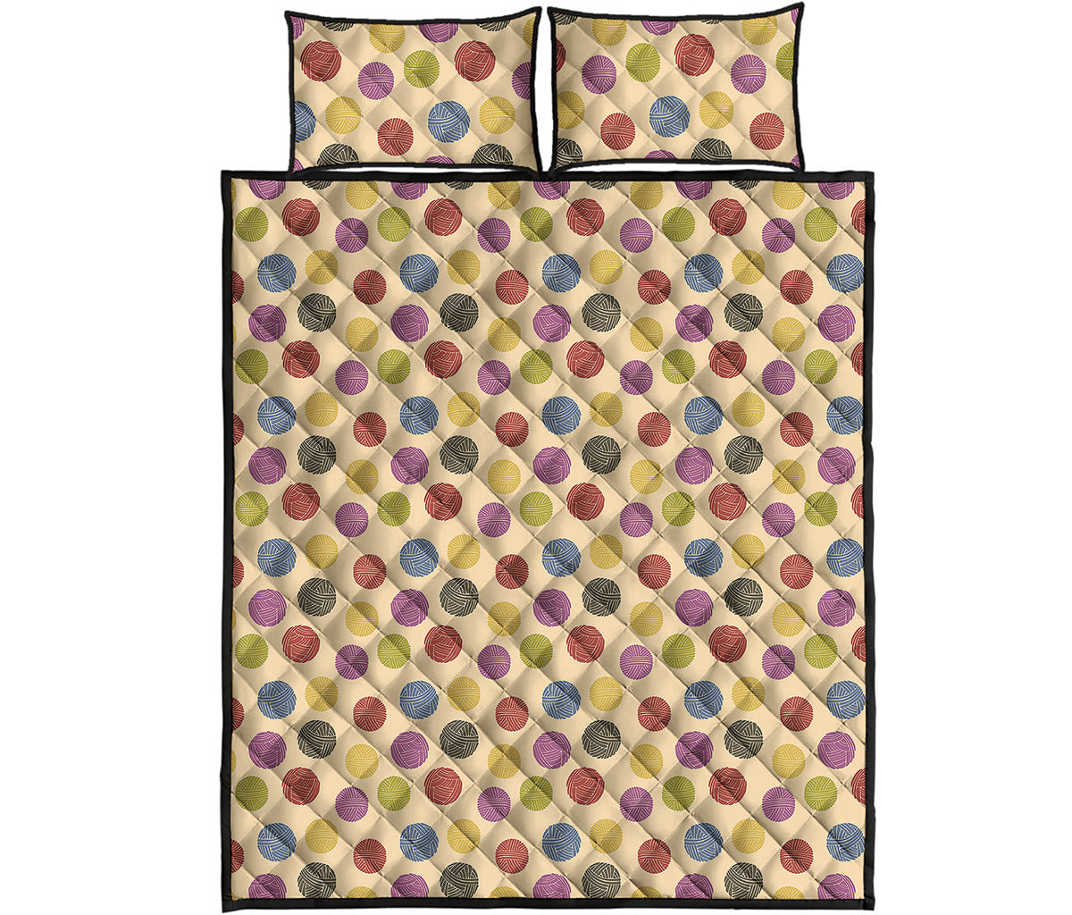 Knitting Yarn Pattern Print Quilt Bed Set