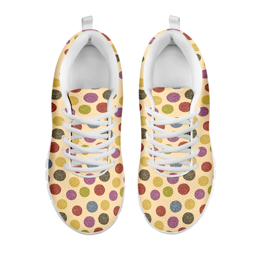 Knitting Yarn Pattern Print White Sneakers
