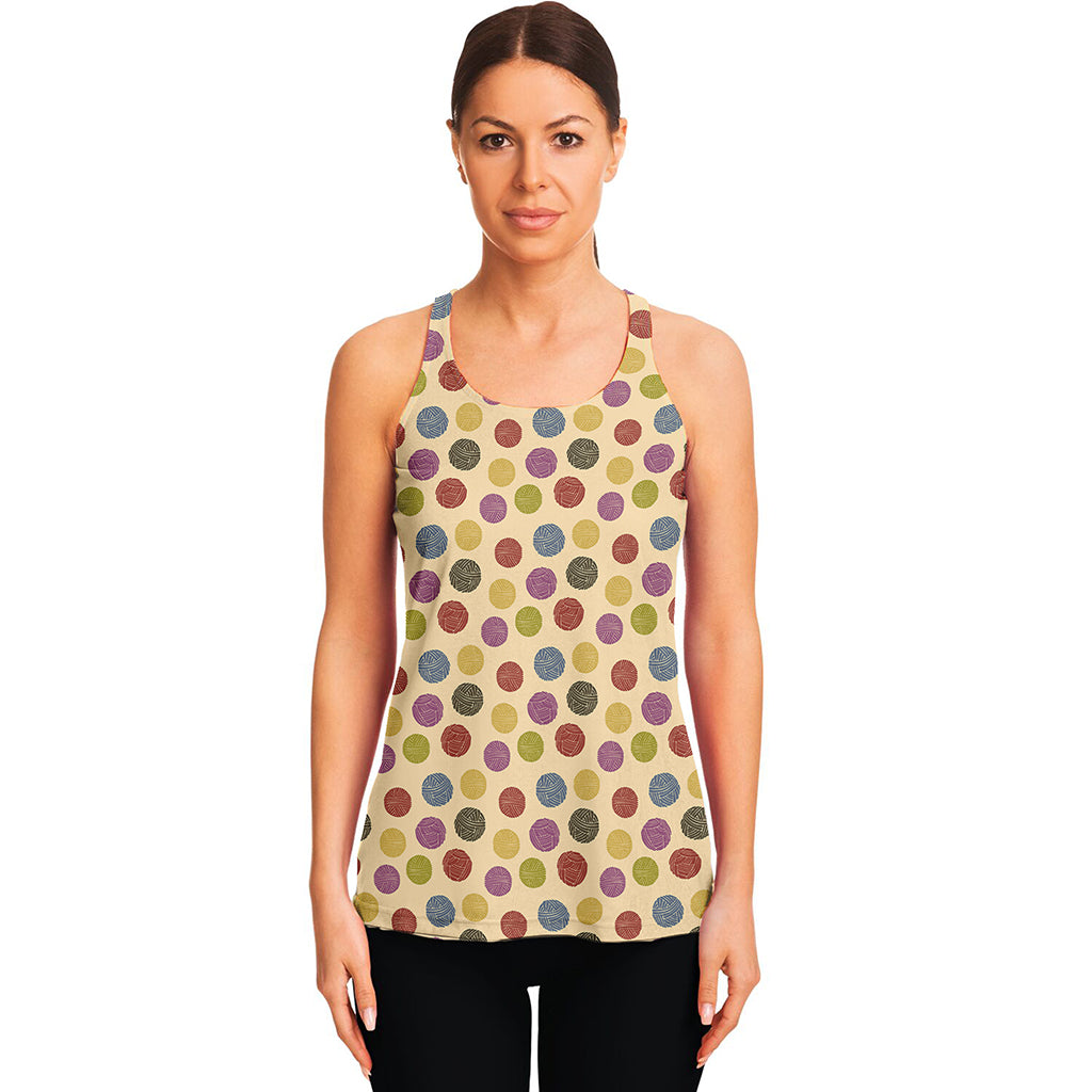 Knitting Yarn Pattern Print Women's Racerback Tank Top