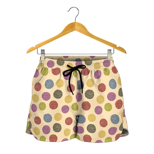 Knitting Yarn Pattern Print Women's Shorts