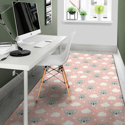 Koala Bear And Cloud Pattern Print Area Rug