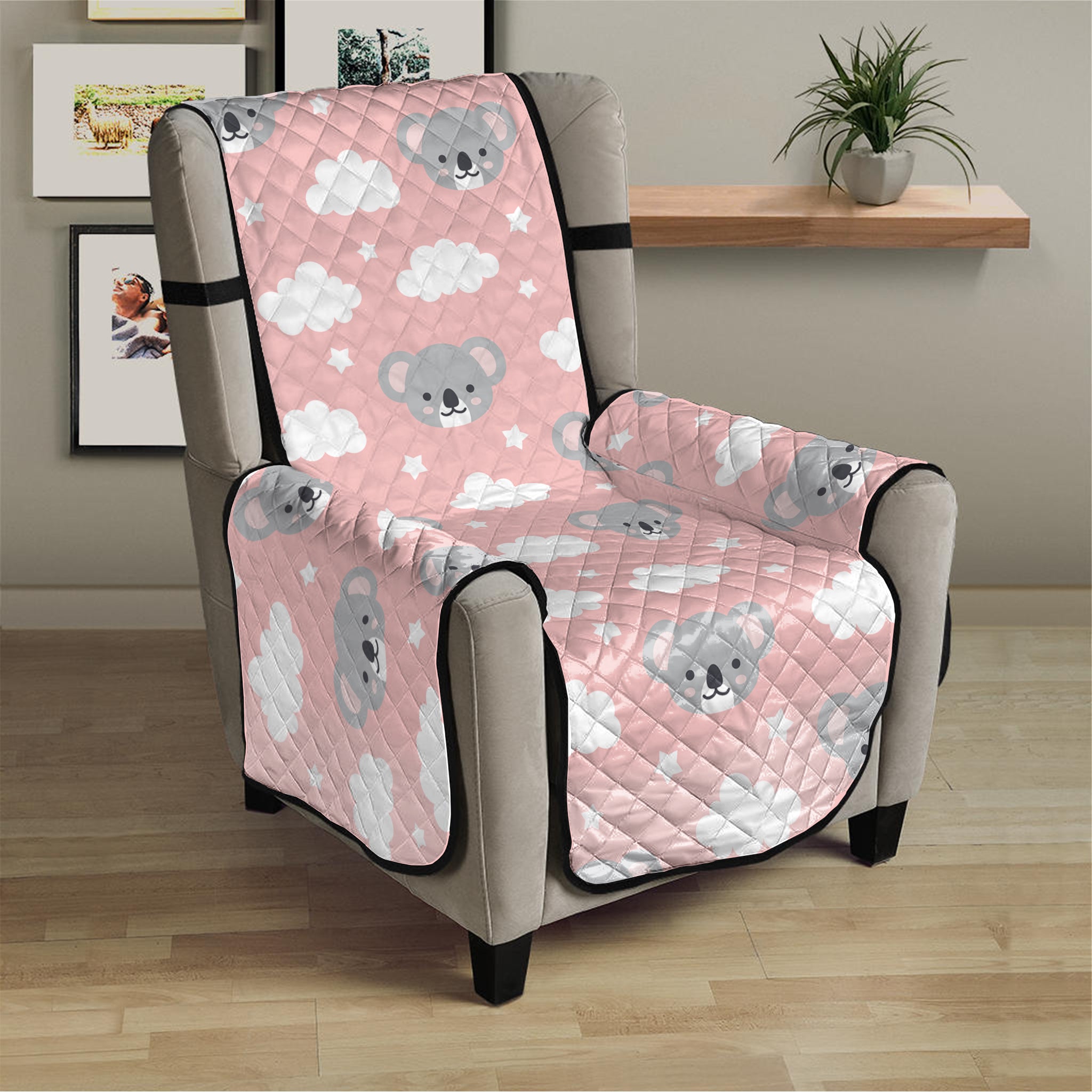 Koala Bear And Cloud Pattern Print Armchair Protector