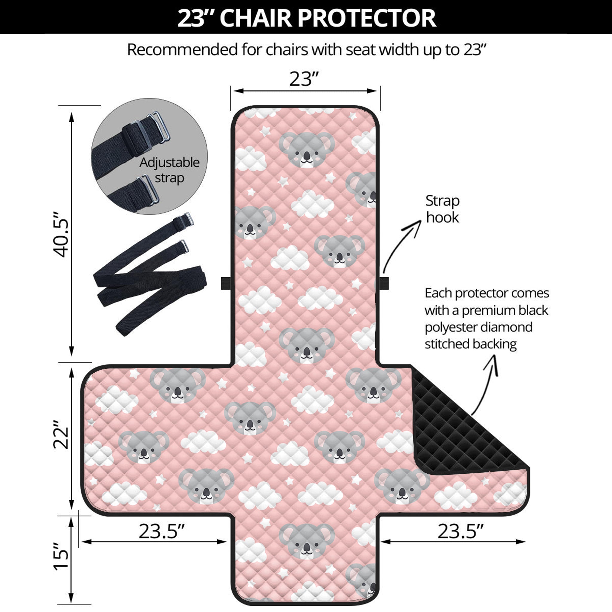 Koala Bear And Cloud Pattern Print Armchair Protector