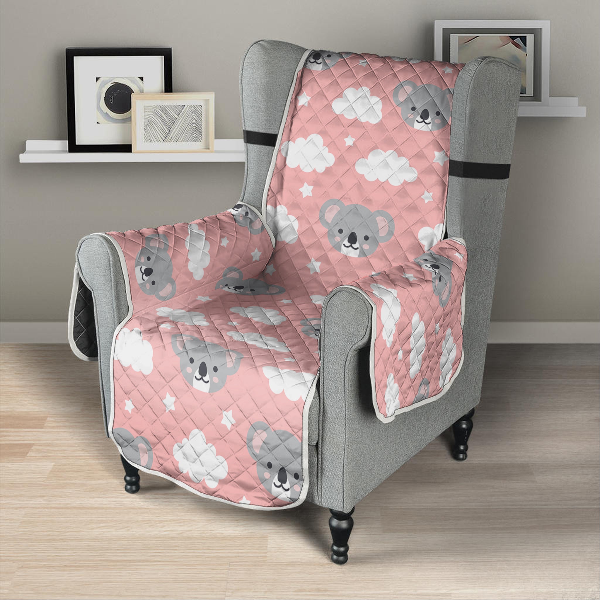 Koala Bear And Cloud Pattern Print Armchair Protector